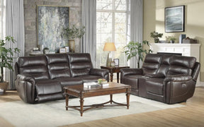 Homelegance Furniture Lance Power Double Reclining Loveseat with Power Headrests in Brown 9527BRW-2PWH - Loveseat - Half Price Furniture