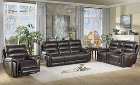 Homelegance Furniture Lance Power Double Reclining Loveseat with Power Headrests in Brown 9527BRW-2PWH - Loveseat - Half Price Furniture