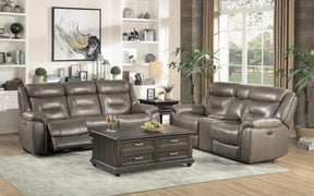 Homelegance Furniture Danio Power Double Reclining Sofa with Power Headrests in Brownish Gray 9528BRG-3PWH - Sofa - Half Price Furniture
