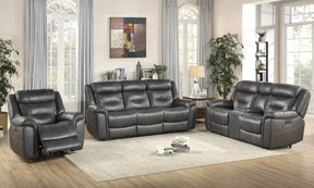 Homelegance Furniture Danio Power Double Reclining Chair with Power Headrests in Dark Gray 9528DGY-1PWH - Chair - Half Price Furniture