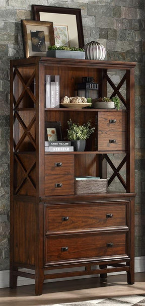 Homelegance Frazier Bookcase in Brown Cherry 1649-18 - Bookcase - Half Price Furniture