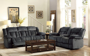 Homelegance Furniture Laurelton Double Glider Reclining Loveseat w/ Center Console in Charcoal 9636CC-2 - Loveseat - Half Price Furniture