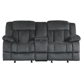Homelegance Furniture Laurelton Double Glider Reclining Loveseat w/ Center Console in Charcoal 9636CC-2 Half Price Furniture