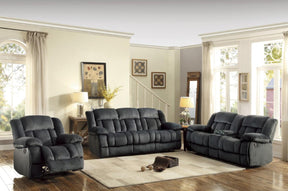 Homelegance Furniture Laurelton Double Glider Reclining Loveseat w/ Center Console in Charcoal 9636CC-2 - Loveseat - Half Price Furniture