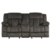 Homelegance Furniture Laurelton Double Glider Reclining Loveseat w/ Center Console in Chocolate 9636-2 Half Price Furniture