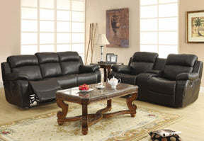 Homelegance Furniture Marille Double Glider Reclining Loveseat with Center Console in Black Half Price Furniture