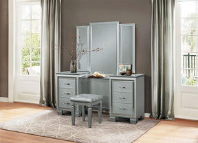 Homelegance Allura Vanity Stool in Silver 1916-14 - Stool - Half Price Furniture
