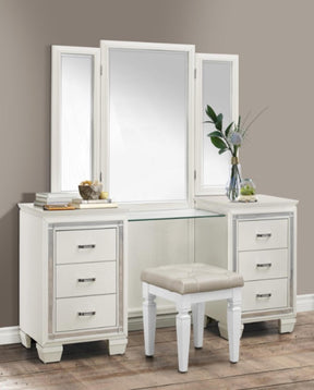 Homelegance Allura Vanity Stool in White 1916W-14 - Stool - Half Price Furniture