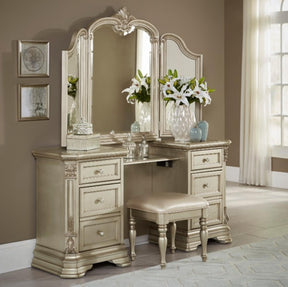 Homelegance Antoinetta Vanity Stool in Champagne Wood 1919NC-14 - Vanity Stool - Half Price Furniture