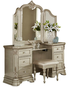 Homelegance Antoinetta Vanity Stool in Champagne Wood 1919NC-14 - Vanity Stool - Half Price Furniture