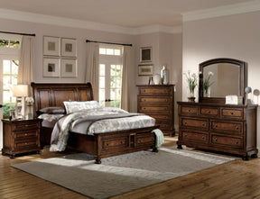 Homelegance Cumberland Queen Sleigh Platform Bed with Footboard Storage in Brown Cherry 2159-1* - Bed - Half Price Furniture