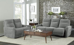 Homelegance Furniture Edition Power Double Lay Flat Reclining Sofa in Dove Grey 9804DV-3PWH - Sofa - Half Price Furniture