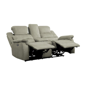 Homelegance Furniture Shola Double Reclining Loveseat in Gray - Loveseat - Half Price Furniture