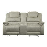 Homelegance Furniture Shola Double Reclining Loveseat in Gray Half Price Furniture