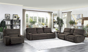 Homelegance Furniture Borneo Double Glider Reclining Loveseat in Chocolate - Loveseat - Half Price Furniture