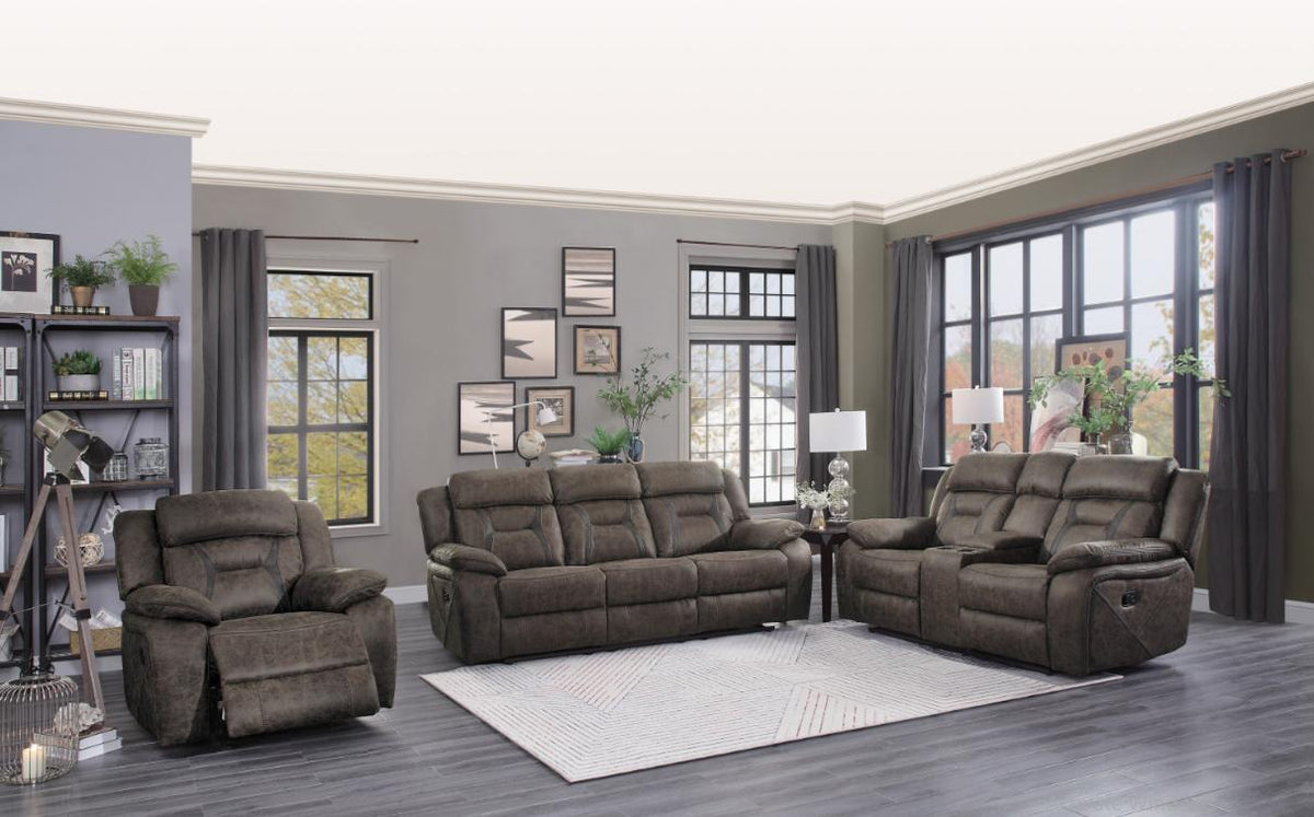 Homelegance Furniture Madrona Double Reclining Sofa in Dark Brown 9989DB-3 - Sofa - Half Price Furniture