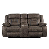 Homelegance Furniture Madrona Double Reclining Loveseat in Dark Brown 9989DB-2 Half Price Furniture