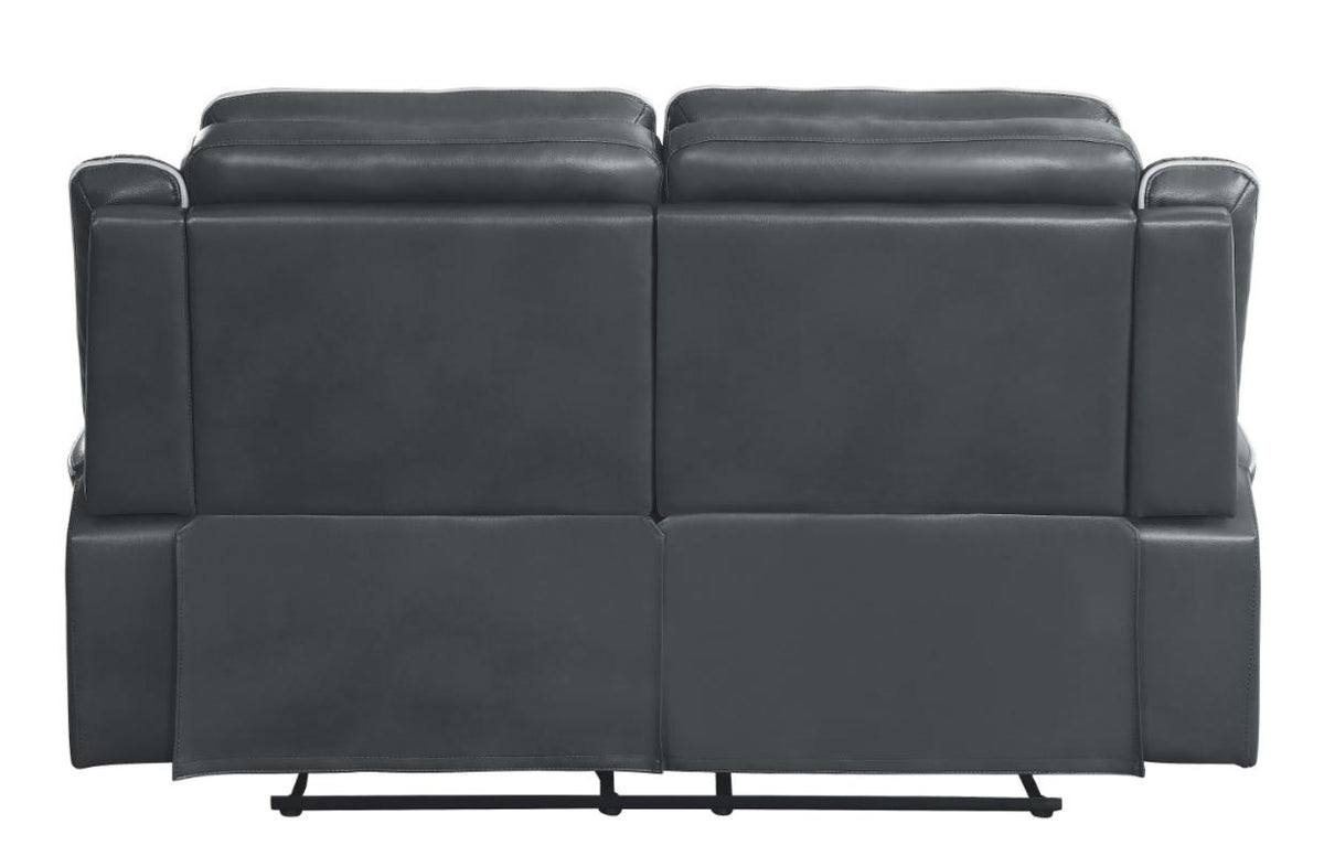 Homelegance Furniture Darwan Double Lay Flat Reclining Loveseat in Dark Gray - Loveseat - Half Price Furniture