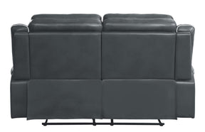 Homelegance Furniture Darwan Double Lay Flat Reclining Loveseat in Dark Gray - Loveseat - Half Price Furniture
