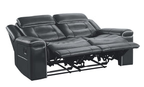 Homelegance Furniture Darwan Double Lay Flat Reclining Loveseat in Dark Gray - Loveseat - Half Price Furniture
