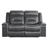 Homelegance Furniture Darwan Double Lay Flat Reclining Loveseat in Dark Gray Half Price Furniture