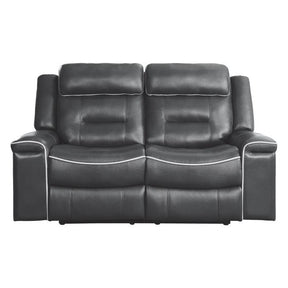 Homelegance Furniture Darwan Double Lay Flat Reclining Loveseat in Dark Gray Half Price Furniture