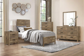 Homelegance Furniture Mandan Twin Panel Bed in Weathered Pine 1910T-1* - Bed - Half Price Furniture