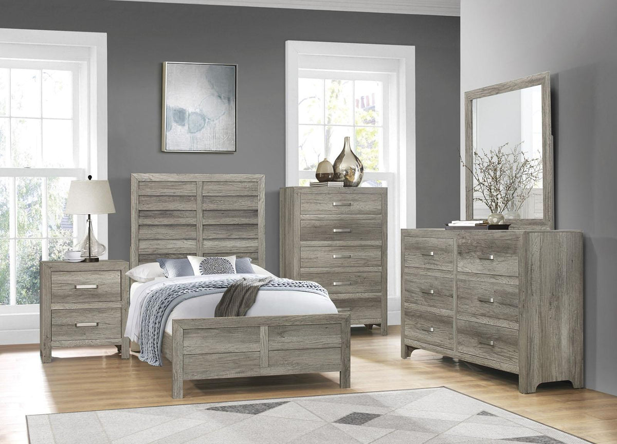 Homelegance Furniture Mandan Twin Panel Bed in Weathered Gray 1910GYT-1* Half Price Furniture