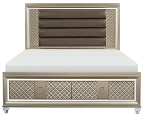 Homelegance Furniture Loudon Queen Platform with Storage Bed in Champagne Metallic 1515-1* - Bed - Half Price Furniture