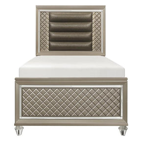 Homelegance Furniture Youth Loudon Twin Platform with Trundle Bed in Champagne Metallic Half Price Furniture