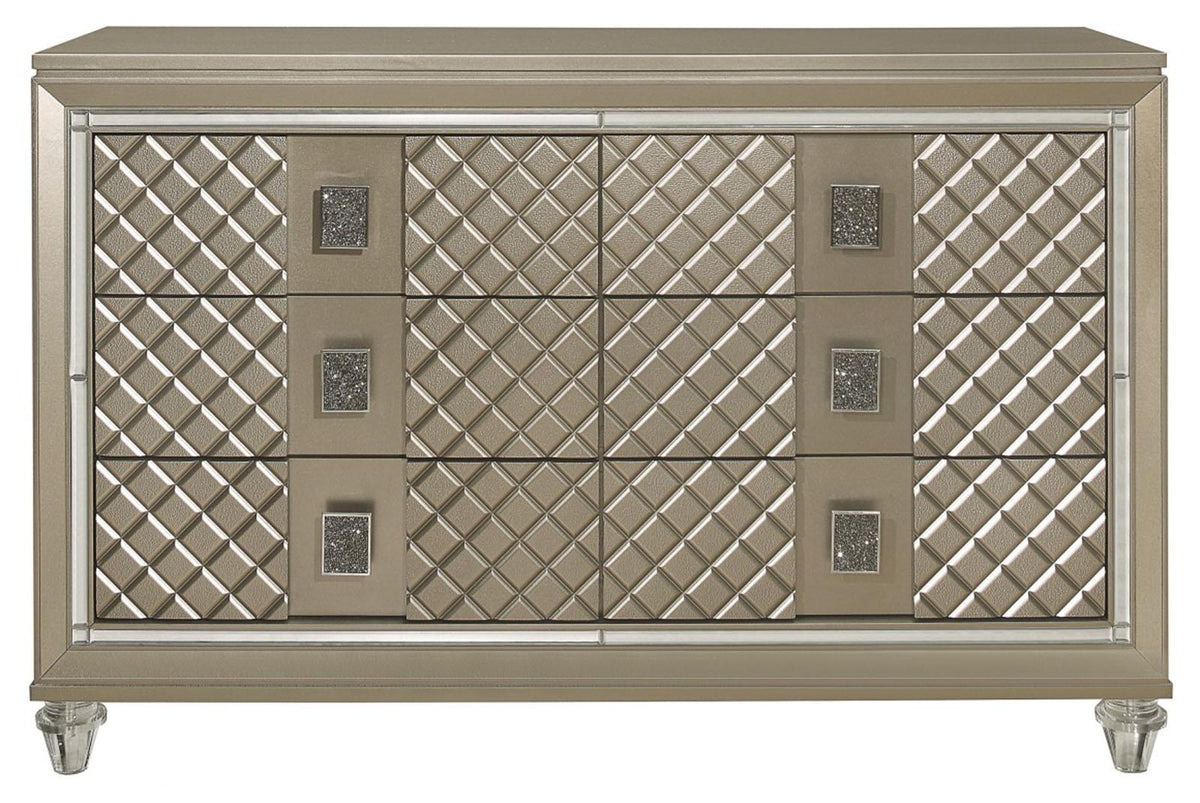 Homelegance Furniture Youth Loudon 6 Drawer Dresser in Champagne Metallic B1515-5 - Dresser - Half Price Furniture