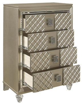 Homelegance Furniture Youth Loudon 4 Drawer Chest in Champagne Metallic B1515-9 - Chest - Half Price Furniture