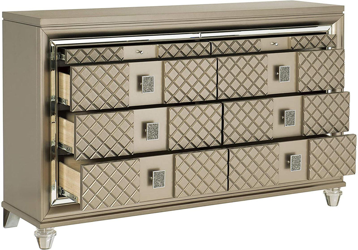 Homelegance Furniture Loudon 8 Drawer Dresser in Champagne Metallic 1515-5 - Dresser - Half Price Furniture