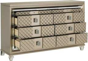 Homelegance Furniture Loudon 8 Drawer Dresser in Champagne Metallic 1515-5 - Dresser - Half Price Furniture