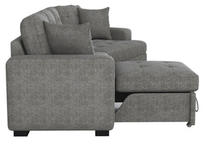 Homelegance Furniture Logansport Left Side 2-Seater with Pull-out Ottoman and 1 Pillow in Gray 9401GRY-2L Half Price Furniture