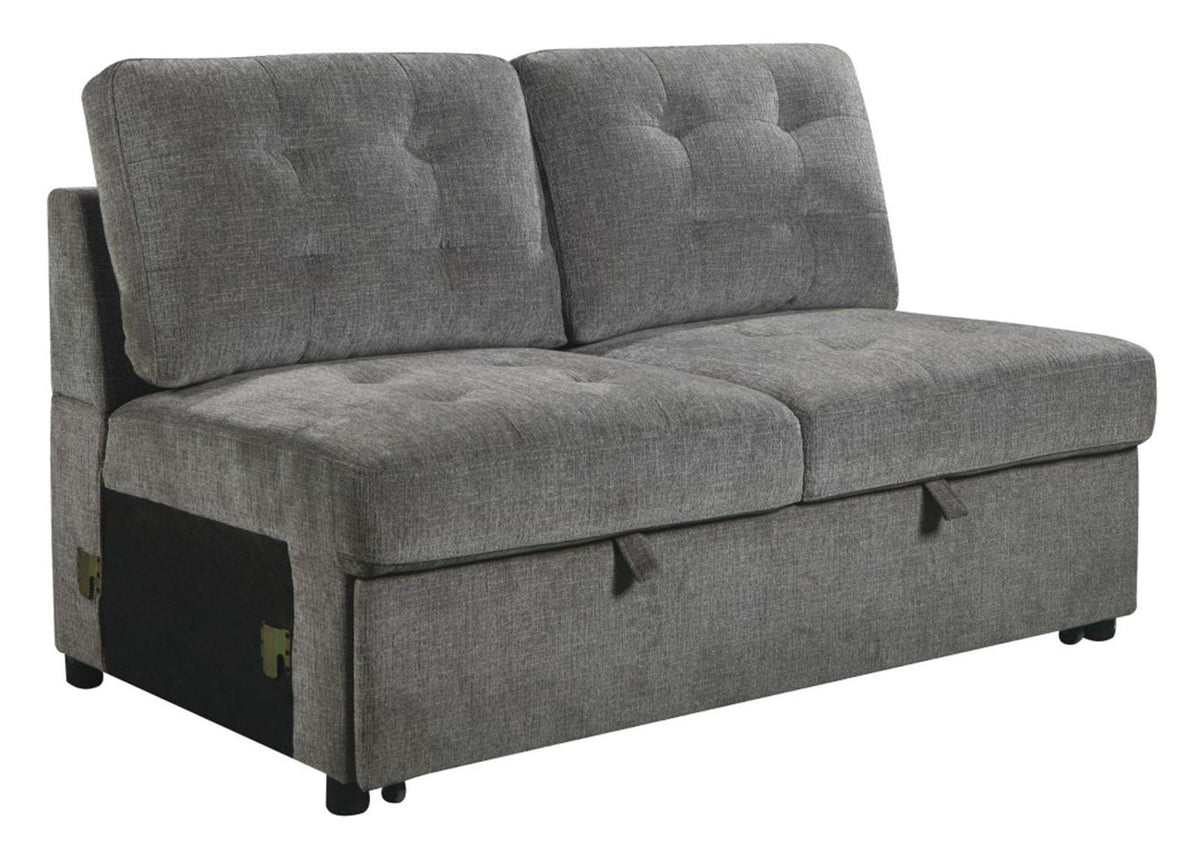 Homelegance Furniture Logansport Armless 2-Seater with Pull-out Bed in Gray 9401GRY-2A - Chair - Half Price Furniture