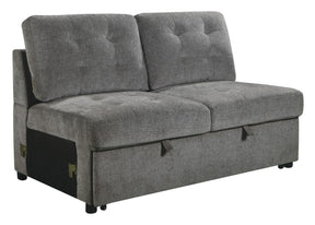 Homelegance Furniture Logansport Armless 2-Seater with Pull-out Bed in Gray 9401GRY-2A - Chair - Half Price Furniture