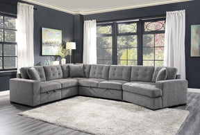 Homelegance Furniture Logansport Left Side 2-Seater with Pull-out Ottoman and 1 Pillow in Gray 9401GRY-2L Half Price Furniture