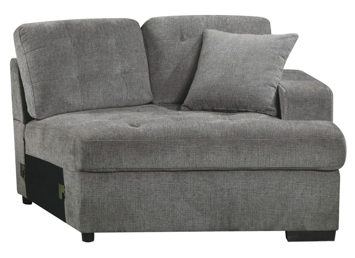 Homelegance Furniture Logansport Right Side Cuddler with 1 Pillow in Gray 9401GRY-RU - Cuddle Chair - Half Price Furniture