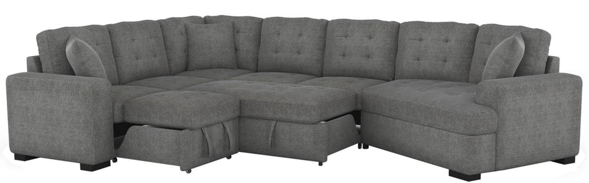 Homelegance Furniture Logansport Corner Seat with 1 Pillow in Gray 9401GRY-CR Half Price Furniture