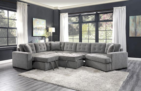 Homelegance Furniture Logansport Corner Seat with 1 Pillow in Gray 9401GRY-CR Half Price Furniture