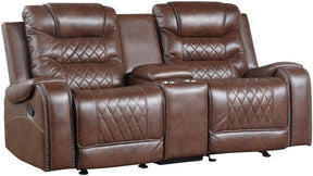 Homelegance Furniture Putnam Double Glider Reclining Loveseat in Brown 9405BR-2 - Loveseat - Half Price Furniture