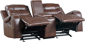 Homelegance Furniture Putnam Double Glider Reclining Loveseat in Brown 9405BR-2 - Loveseat - Half Price Furniture