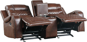 Homelegance Furniture Putnam Double Glider Reclining Loveseat in Brown 9405BR-2 - Loveseat - Half Price Furniture