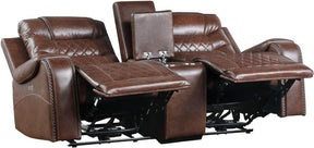 Homelegance Furniture Putnam Power Double Reclining Loveseat in Brown 9405BR-2PW - Loveseat - Half Price Furniture