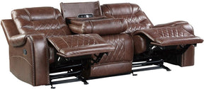 Homelegance Furniture Putnam Power Double Reclining Sofa with Drop-Down in Brown 9405BR-3PW - Sofa - Half Price Furniture