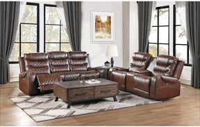 Homelegance Furniture Putnam Power Double Reclining Loveseat in Brown 9405BR-2PW - Loveseat - Half Price Furniture