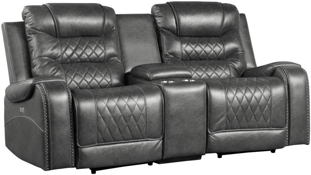 Homelegance Furniture Putnam Power Double Reclining Loveseat in Gray 9405GY-2PW - Loveseat - Half Price Furniture