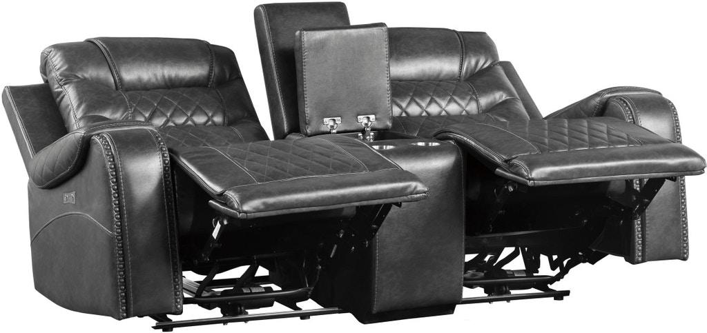 Homelegance Furniture Putnam Power Double Reclining Loveseat in Gray 9405GY-2PW - Loveseat - Half Price Furniture