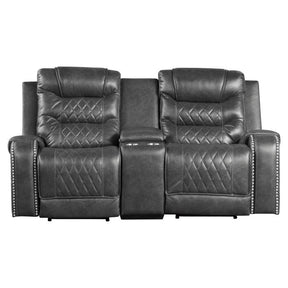 Homelegance Furniture Putnam Power Double Reclining Loveseat in Gray 9405GY-2PW Half Price Furniture
